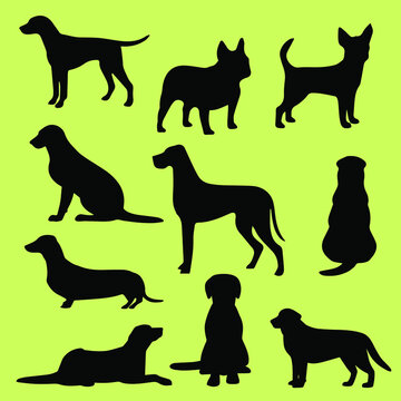 big collections of dog silhouettes with many style different