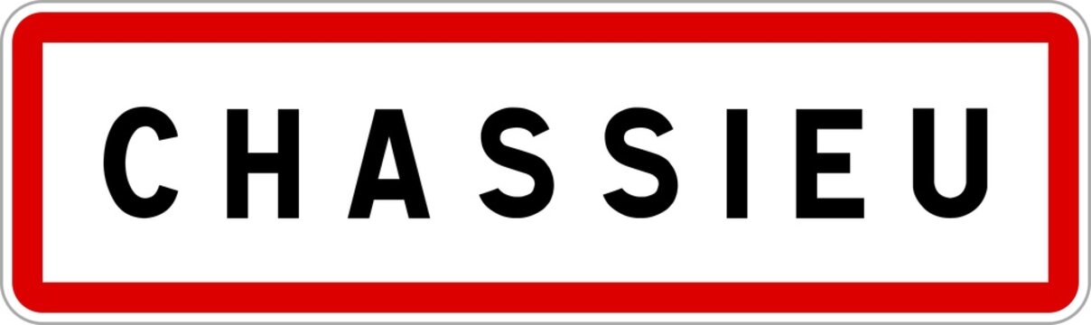 Panneau entr&eacute;e ville agglom&eacute;ration Chassieu / Town entrance sign Chassieu