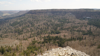 Hohenzollern Castle sitting on top of a hill near the Albsteig hiking trail in Baden-Württemberg state of Germany.