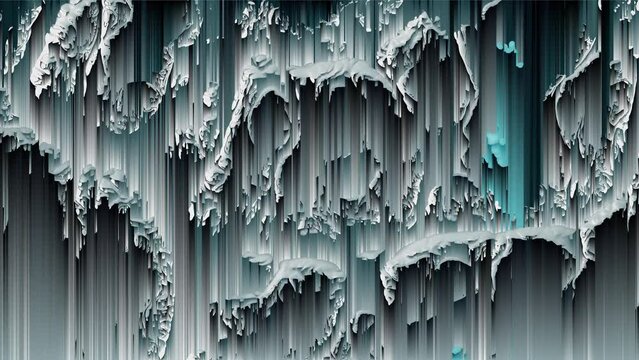 Dynamic animation in holographic colour with pixel sorting effect, abstract futuristic animated wallpaper.