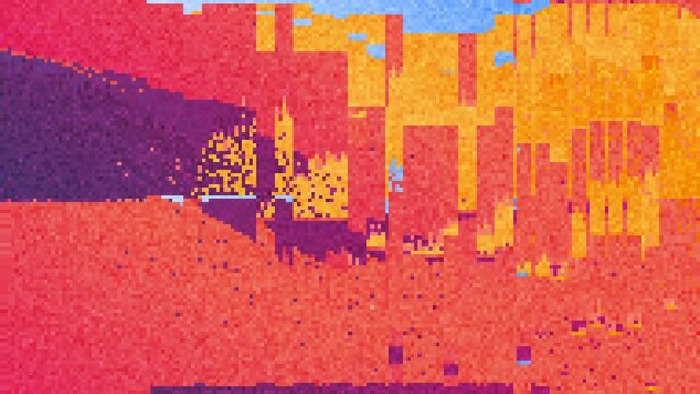 Abstract pixelate animation with glitch and pixel sorting effects. 2D animated wallpaper.