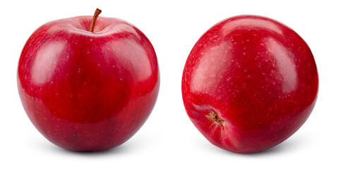 Apple on white background. Cut out apples. Red apple isolated. Set of red appl with clipping path. Full depth of field.