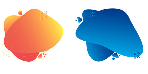 Blob abstract shape organic banner design element. Set of isolated abstract aqua spot with gradient or dynamic color. Vector fluid round shape liquid amoeba.
