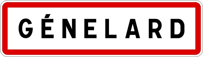Obraz premium Panneau entrée ville agglomération Génelard / Town entrance sign Génelard
