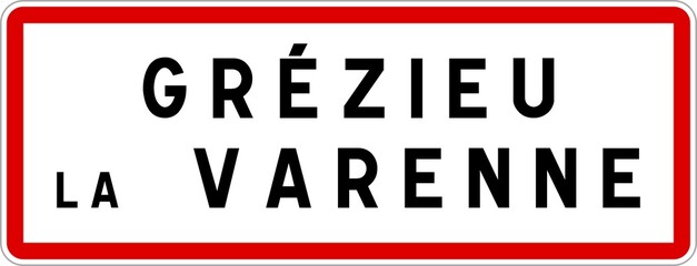Panneau entrée ville agglomération Grézieu-la-Varenne / Town entrance sign Grézieu-la-Varenne