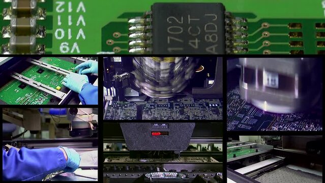 generic high tech production line for PCB production - montage