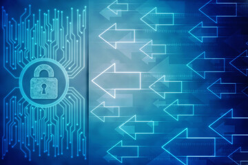 2d illustration Safety concept: Closed Padlock on digital background