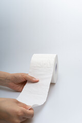 Cleanliness and hygiene toilet paper concept on white background