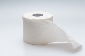 Cleanliness and hygiene toilet paper concept on white background