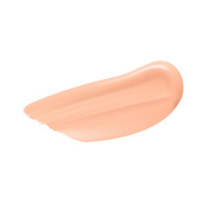 Cream texture. Cosmetic cream smear swatch, vector. Face foundation gel stroke. Paint brush color texture illustration. Biege facial mousse, realistic creme tone on white background