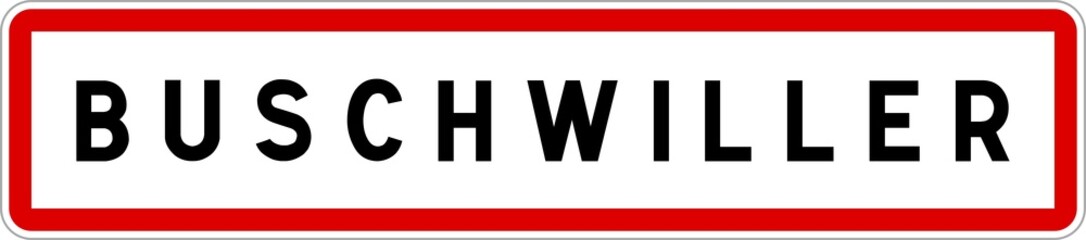 Panneau entrée ville agglomération Buschwiller / Town entrance sign Buschwiller
