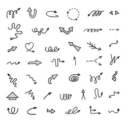 Vector set of hand drawn arrows, elements for presentation