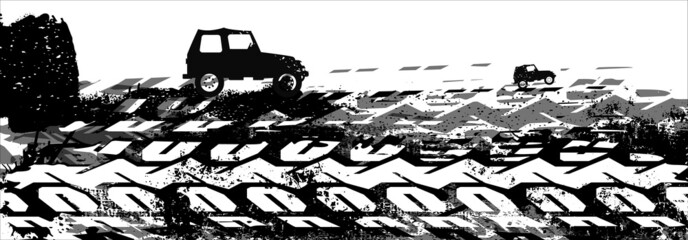 Offroad horisontal poster. Extreme off-road adventure background © Double Brain