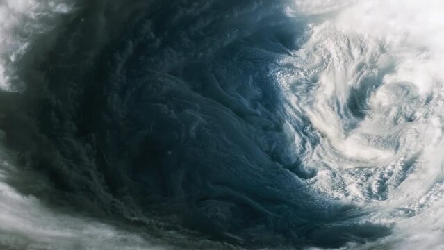 Eyewall of Hurricane Seen from Space. Elements of this image furnished by NASA. Close Up. 4K Resolution.