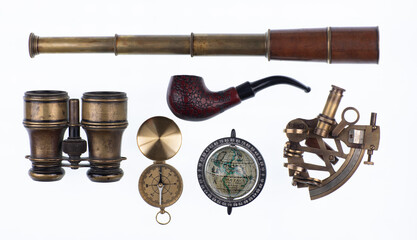 sextant, spyglass and nautical accessories © serikbaib