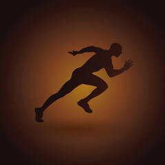 Fototapeta na wymiar silhouette of people running on gradation background