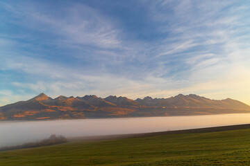 High Tatras at sunrise in autumn time, Slovakia