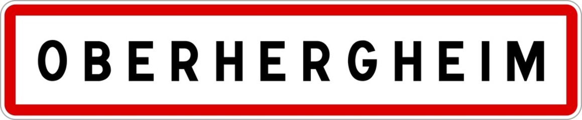 Panneau entrée ville agglomération Oberhergheim / Town entrance sign Oberhergheim