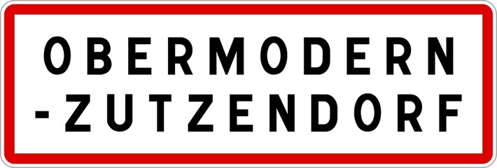 Panneau entrée ville agglomération Obermodern-Zutzendorf / Town entrance sign Obermodern-Zutzendorf