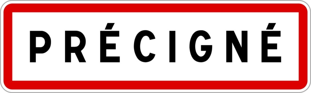 Panneau entrée ville agglomération Précigné / Town entrance sign Précigné