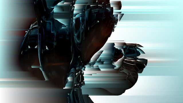 Dynamic animation in holographic colour with pixel sorting effect, abstract futuristic animated wallpaper.