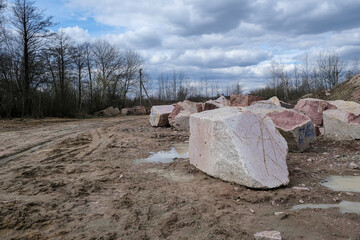 Quarry with mining and stone production.
