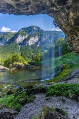 Fototapeta na wymiar Goriuda waterfall (Fontanon di Goriuda), Province of Udine, Italy