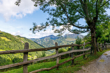 Fototapeta na wymiar Paisaje del valle de Aller en Asturias