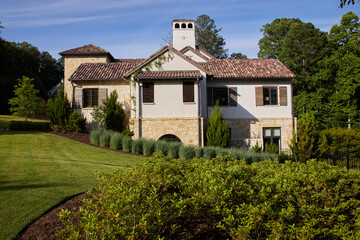 Side view Mediterranean style house in the South