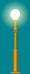 Floor lamp post flat vector illustration. Electrical appliances to create light. Element of artificial street lighting at night. Outdoor lamp post with bright light. Lighting fixture for street