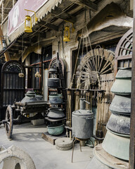 Beautiful shot of the antiques shop in the old market of Doha on a sunny day, Qatar