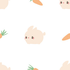 bunny rabbit with carrot seamless pattern