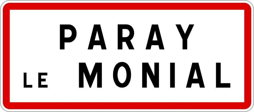 Panneau entr&eacute;e ville agglom&eacute;ration Paray-le-Monial / Town entrance sign Paray-le-Monial