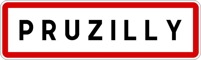 Panneau entrée ville agglomération Pruzilly / Town entrance sign Pruzilly