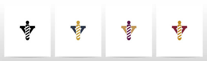 Barber Shop Pole On Letter Logo Design Y
