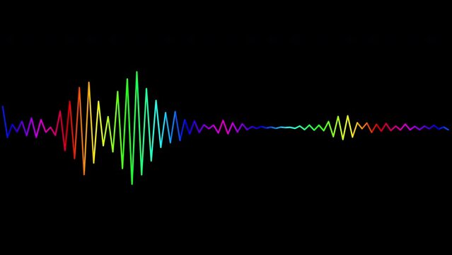 Abstract audio wave spectrum moving at black background. Seamless loopable background.