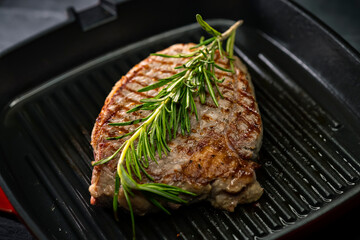 beef steak on a dark background