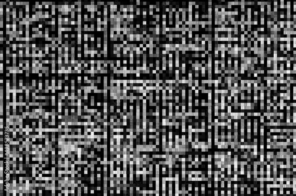 Wall mural pixel pattern of a digital glitch / abstract black and white pixel pattern background of a digital g