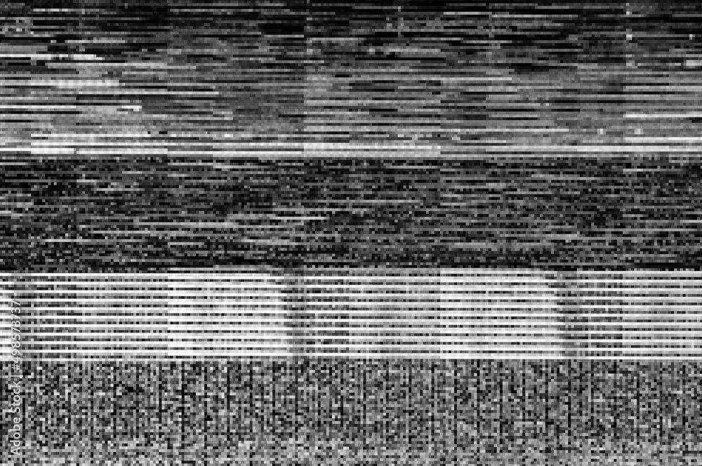 Poster pixel pattern of a digital glitch / abstract black and white pixel pattern background of a digital g