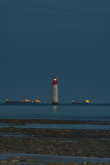 Phare de Chauvea near Ile de Re with ships to La Rochelle, Pays de la Loire, France