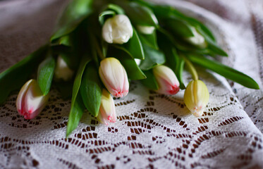 tulips on table