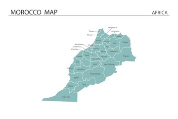 Obraz premium Morocco map vector illustration on white background. Map have all province and mark the capital city of Morocco.