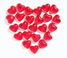 Candy in the form of hearts