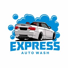 Obraz premium car wash illustration logo design concept vector 