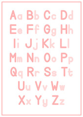 Children Learning Printable - Alphabet Poster Uppercase and Lowercase in Pink Color