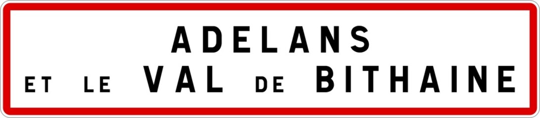 Panneau entrée ville agglomération Adelans-et-le-Val-de-Bithaine / Town entrance sign Adelans-et-le-Val-de-Bithaine