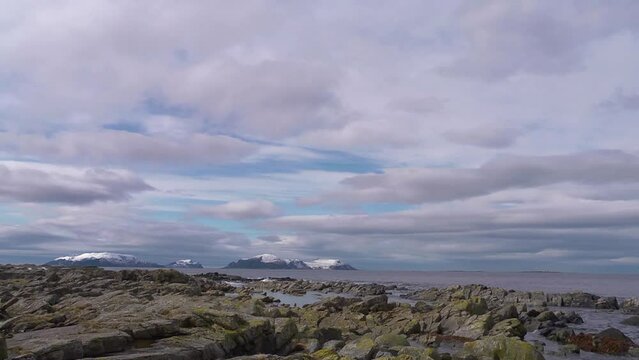 the Norwegian coast at Ulsteinvik- Time lapse clouds with Runde