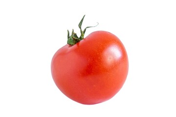 Closeup photo of ripe tomato isolated on white background