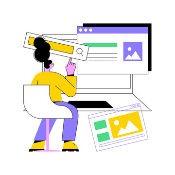 Usability testing abstract concept vector illustration. User experience test, website usability, software development, testing service, web page element, menu bar, UI design abstract metaphor.