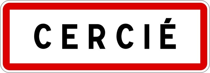 Panneau entrée ville agglomération Cercié / Town entrance sign Cercié